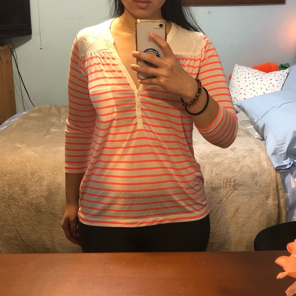 H&M Bright Pink & White Striped Top